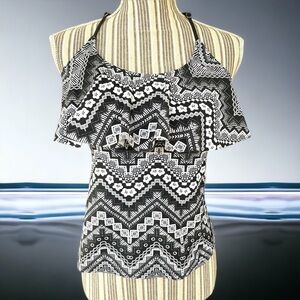 Arizona Jean, tankini top, size M, macrame details, shelf bra with side bonning